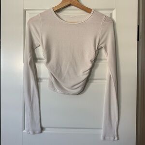 Alo Long-Sleeve White Ribbed Top